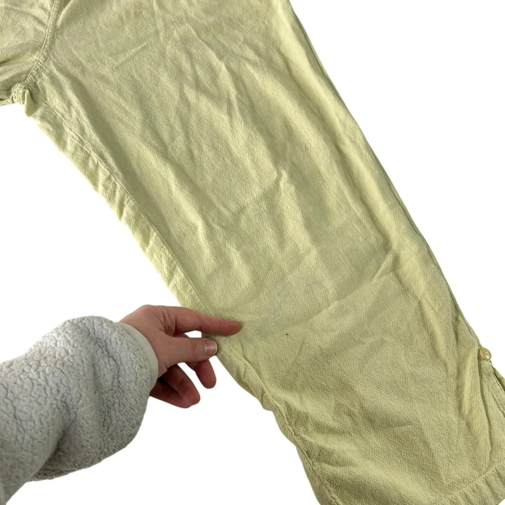 Lightweight Linen Like Pants Small Green Elastic Waist Relaxed Coastal‎ Casual